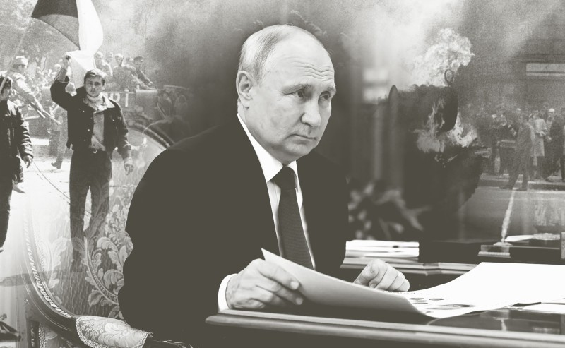 Kompozicija - pozadina: Praško prolječe 1968. (izvor: javna domena), prednji dio: ruski predsjednik Vladimir Putin (izvor: kremlin.ru)