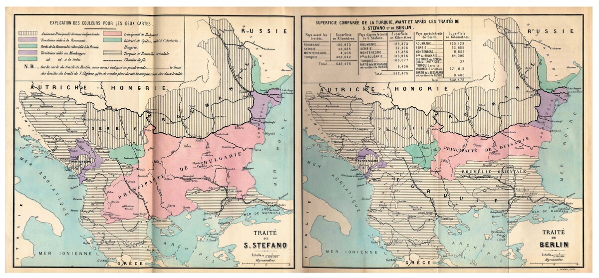 A map that explains everything: compare Bulgaria’s territory after the Treaty of San Stefano with its territory after the Treaty of Berlin. Only 132 days separate the two.
