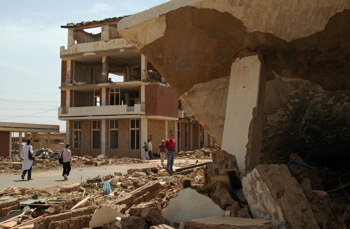 The damaged and destroyed Al-Shifa factory.