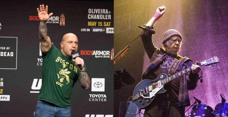 Joe Rogan, lijevo (izvor: Taidgh Barron / Guliver Image), Neil Young, desno (izvor: Amy Harris/Invision/AP/Guliver Image)