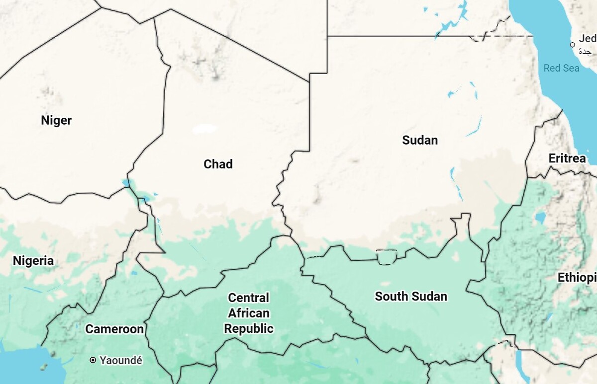 Čad i Sudan na karti