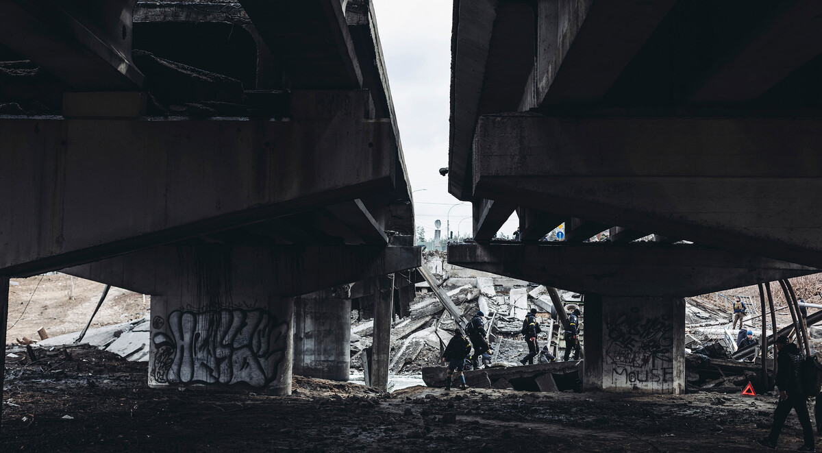 Srušeni most u Irpinu (predgrađe Kijeva), 4. ožujka 2022. (izvor: Europa Press via AP / Guliver Image)
