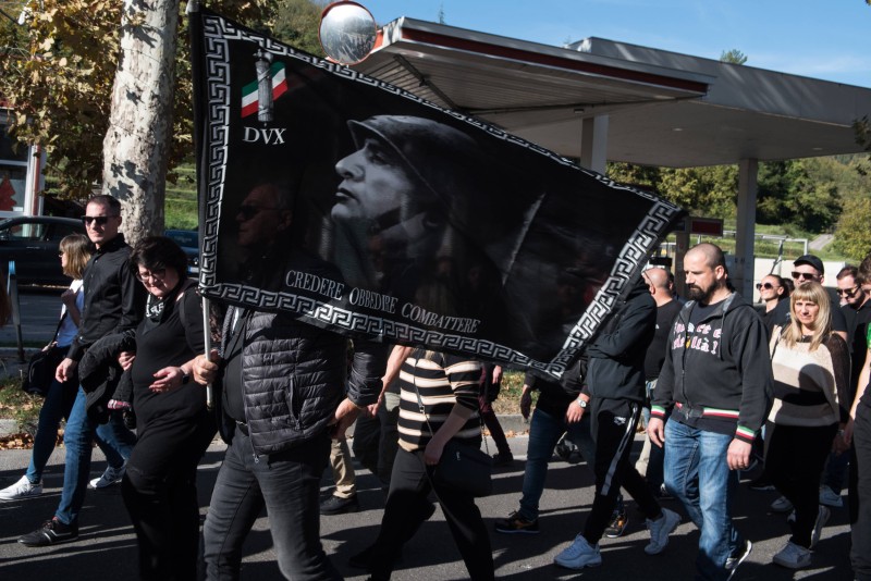 Skup u gradu Predappio (rodno mjesto Mussolinija) povodom 100. obljetnice Marša na Rim, 30. listopada 2022. (izvor: Andrea Savorani Neri / Imago LIfestyle / Guliver Image)