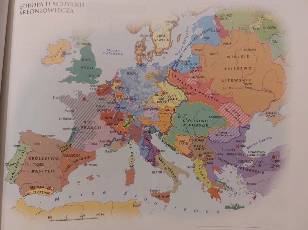 Map of Europe in the late Middle Ages