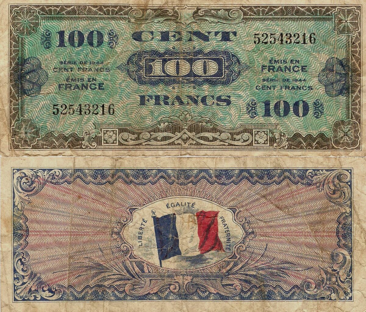 Francs printed by the United States