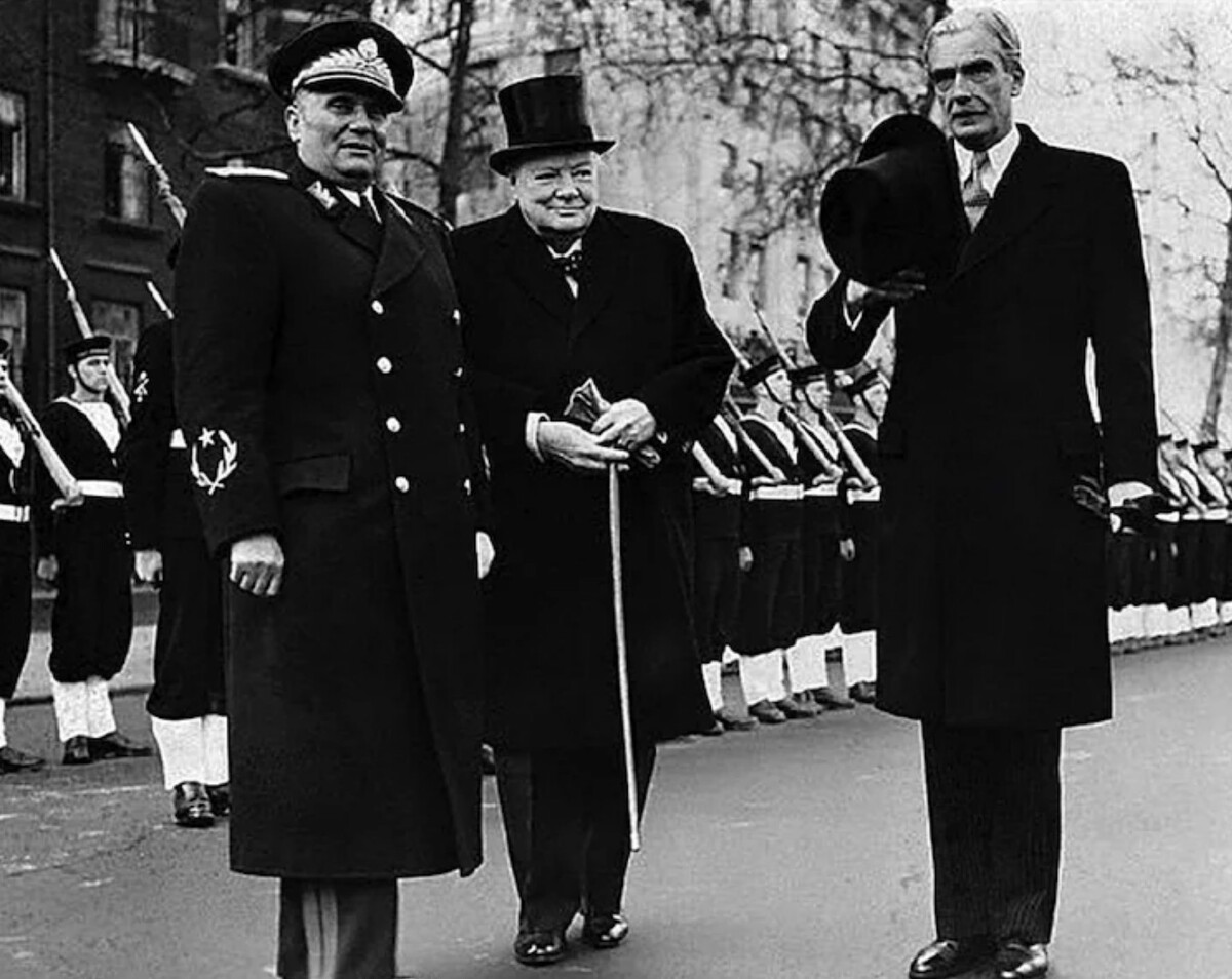 Tito, Churchill and Anthony Eden in London in 1953
