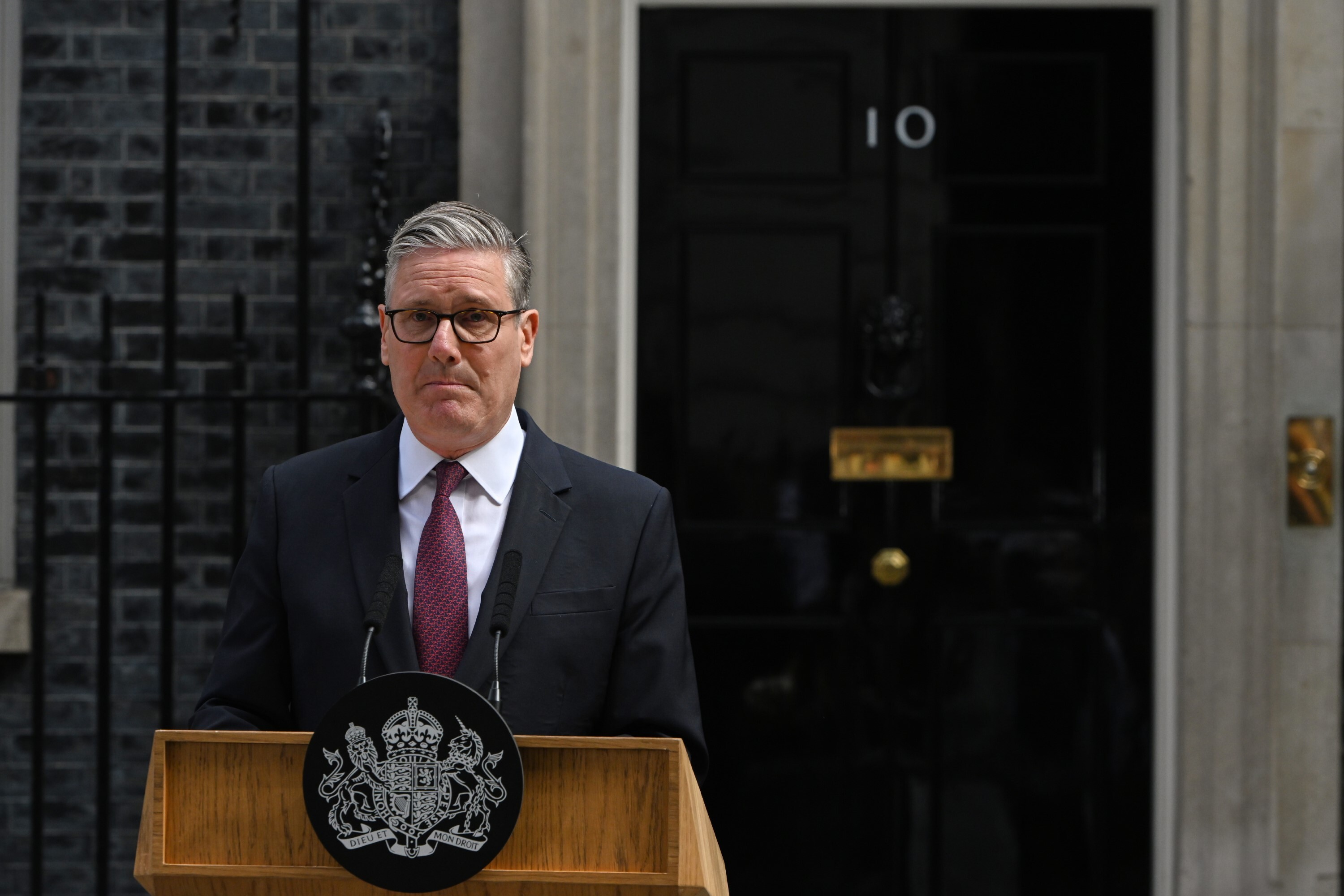 Britain's Prime Minister Keir Starmer speaks to the media outside 10 Downing Street to announce his resignation in London, Monday, June 22, 2026.(AP Photo/Thomas Krych)