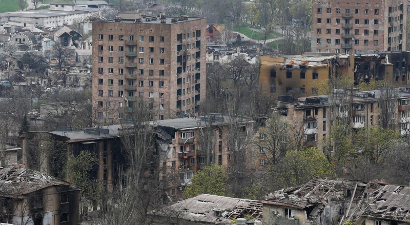 Pogled na Mariupolj, 19. travnja 2022. (izvor: REUTERS/Alexander Ermochenko/Guliver Image)