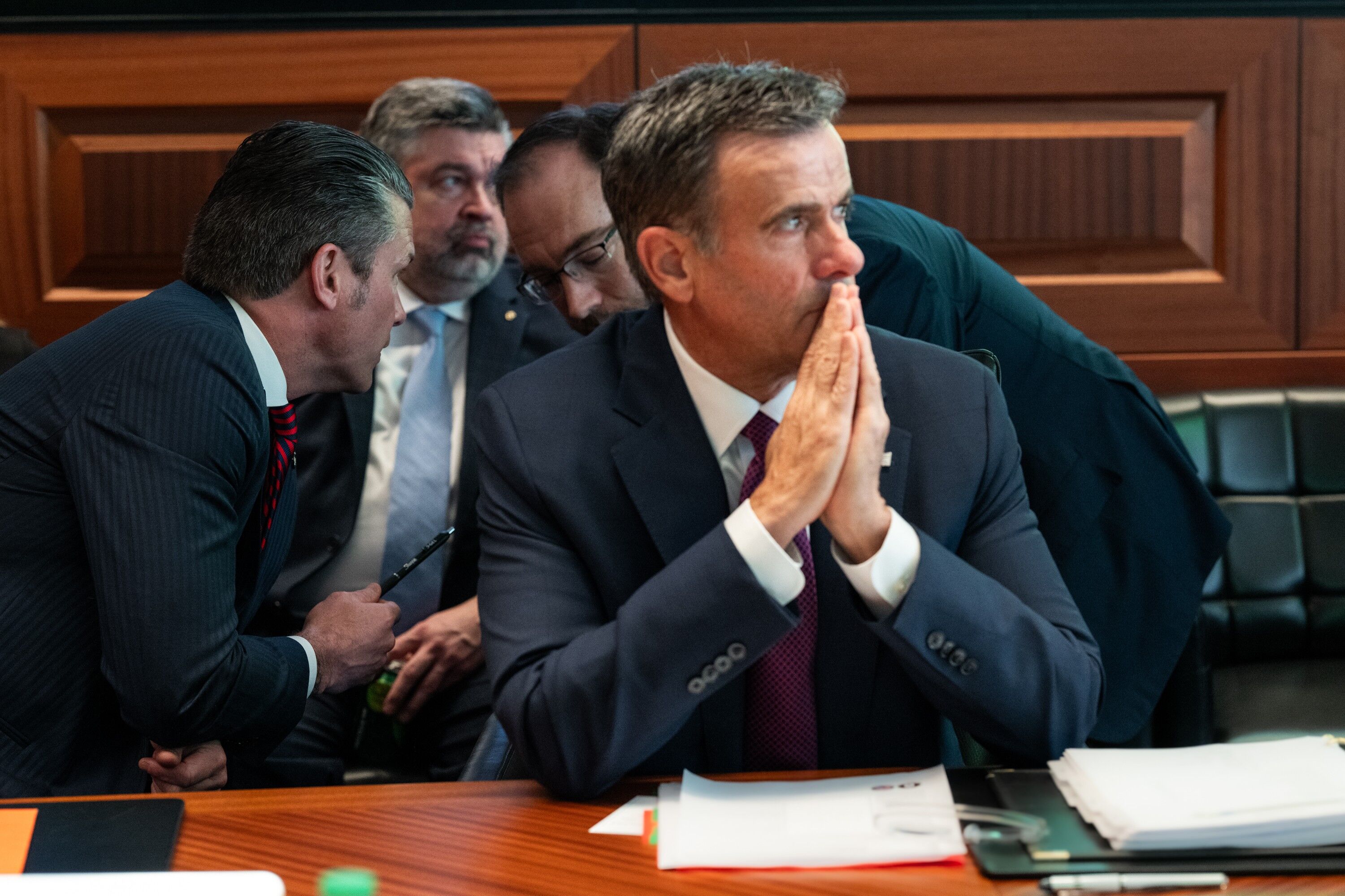 CIA Director John Ratcliffe listens during a meeting with President Donald Trump in the Situation Room of the White House, Saturday, June 21, 2025. Portions of this photo have been blurred for security purposes. (Official White House Photo by Daniel Torok)