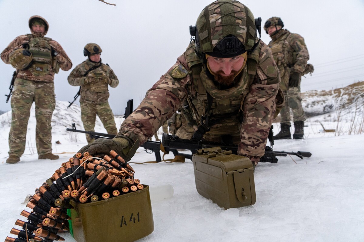 Ukrainian servicemen take part in a training in the Kharkiv region, Ukraine, Friday, Feb. 13, 2026. (AP Photo/Andrii Marienko, File)