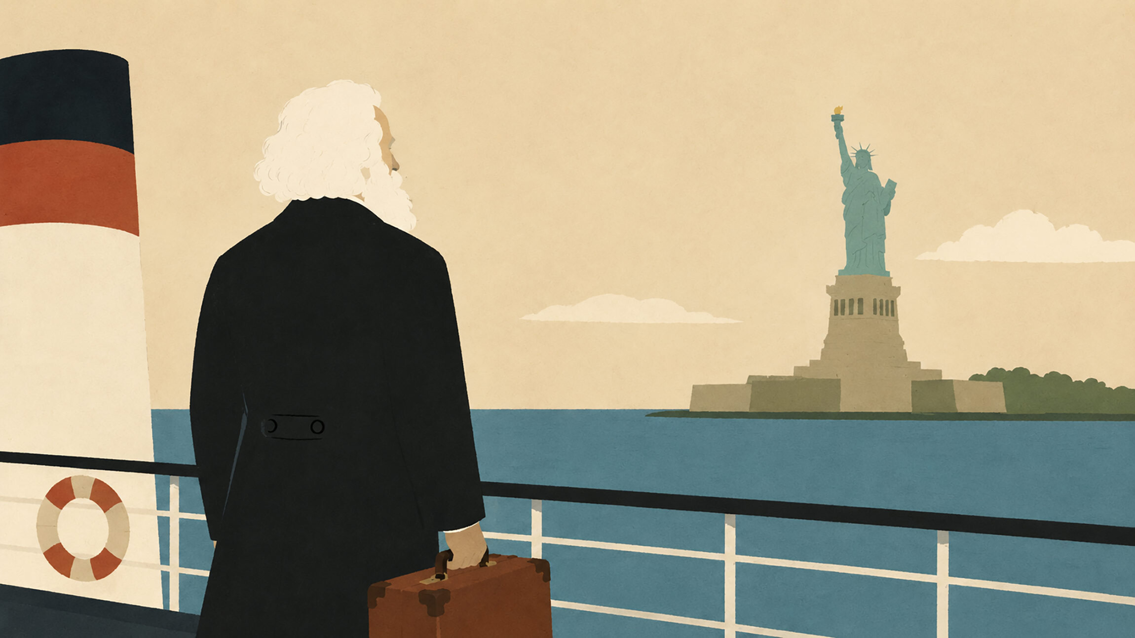 Marx na putu za Ameriku / ilustracija