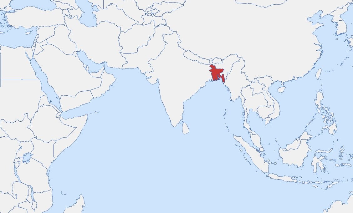 Bangladeš na karti
