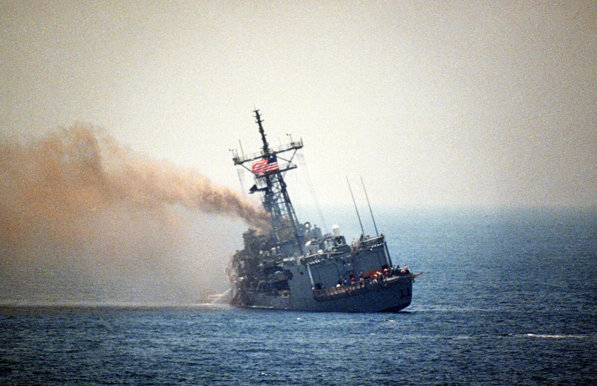 The damaged USS Stark