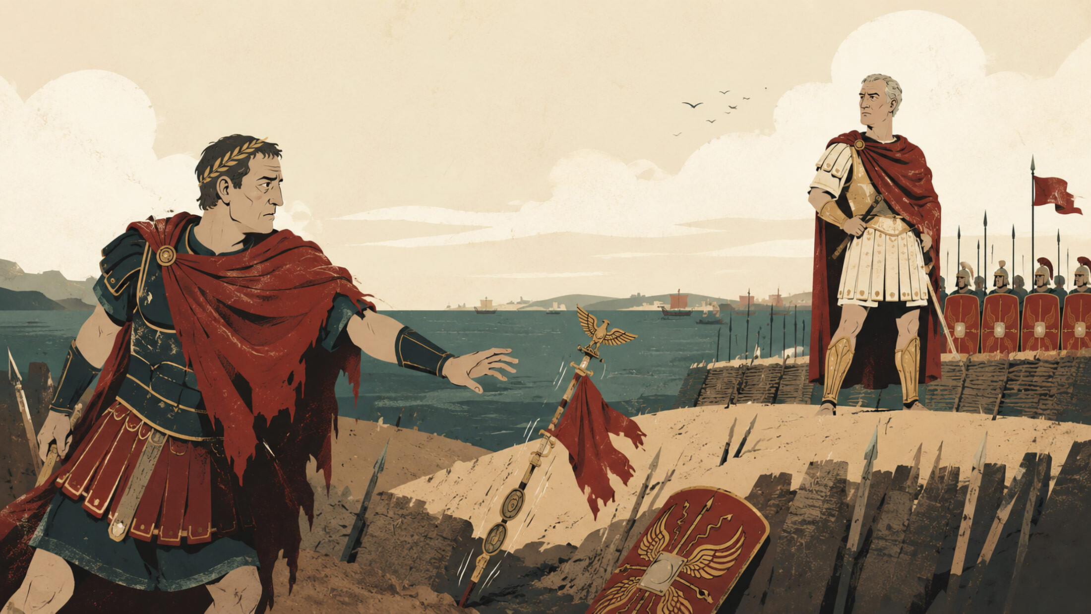 Gnej Pompej Veliki i Gaj Julije Cezar, Bitka kod Drača / ilustracija