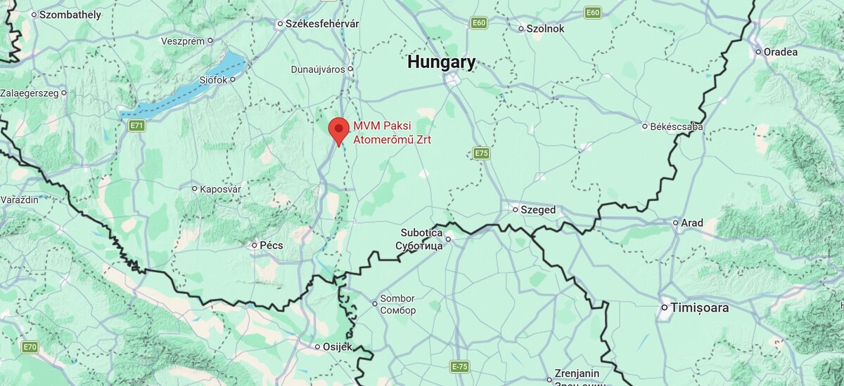 Location of the Paks Nuclear Power Plant