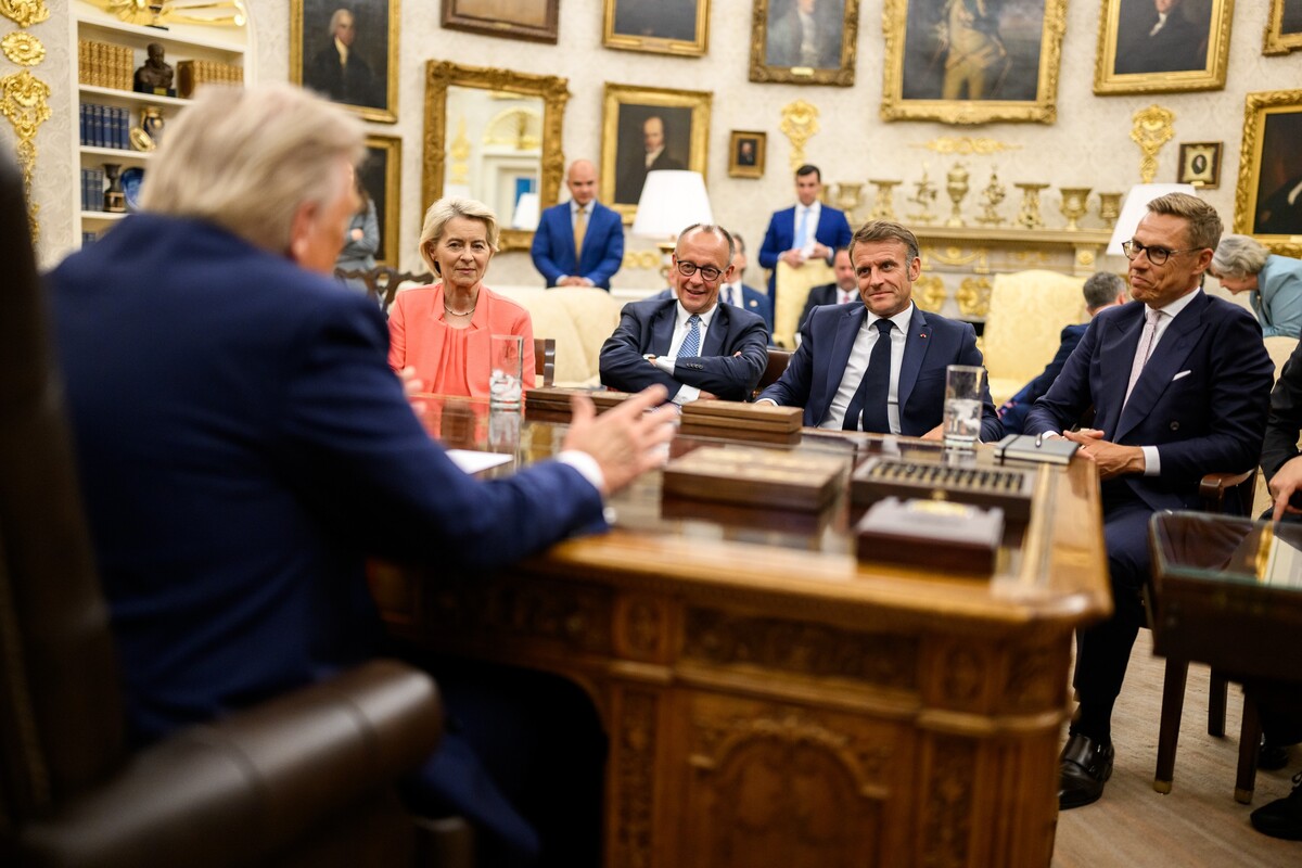 EU lideri na sastanku s Trumpom, kolovoz 2025.