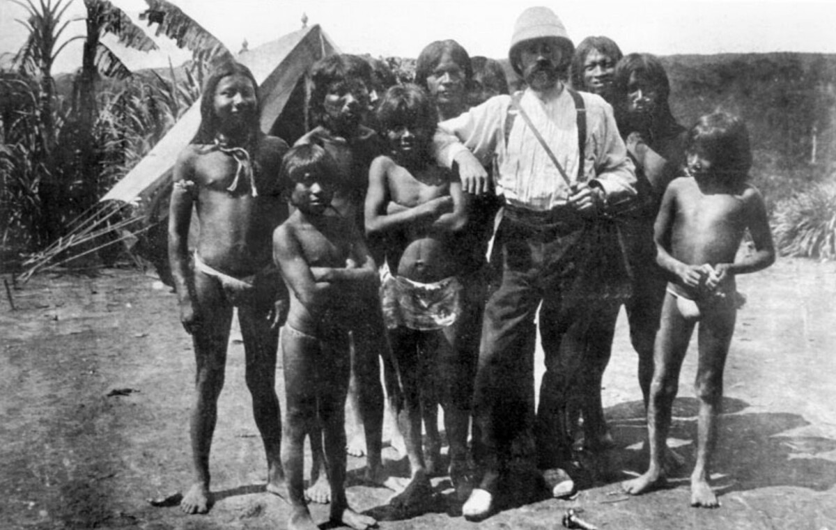 Roger Casement with members of an Indigenous community in the Putumayo region