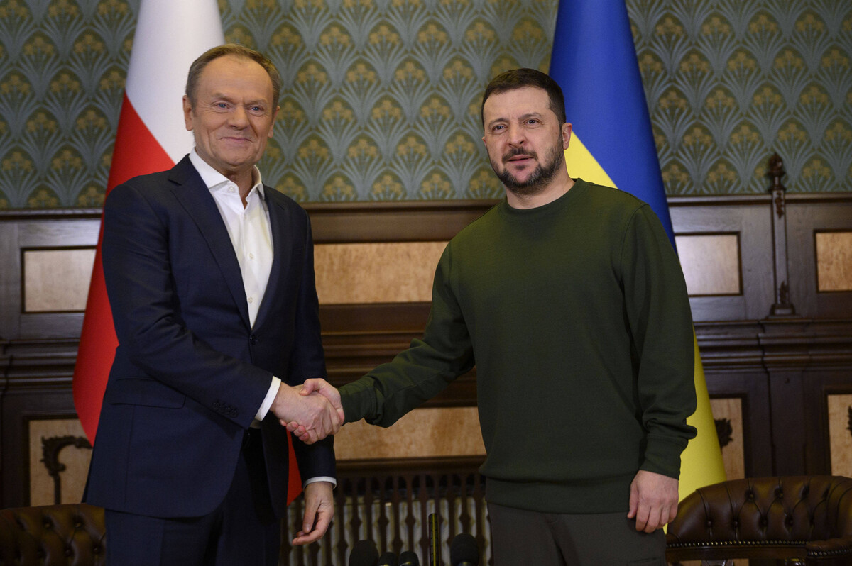 Donald Tusk i Volodimir Zelenski u Kijevu, 22. siječnja 2024. (izvor: ured ukrajinskog predsjednika / Guliver Image)
