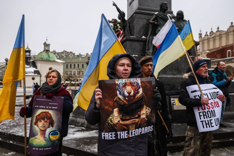 Prosvjed potpore Ukrajini u Krakowu, 22. siječnja (izvor: Beata Zawrzel / Guliver Image)