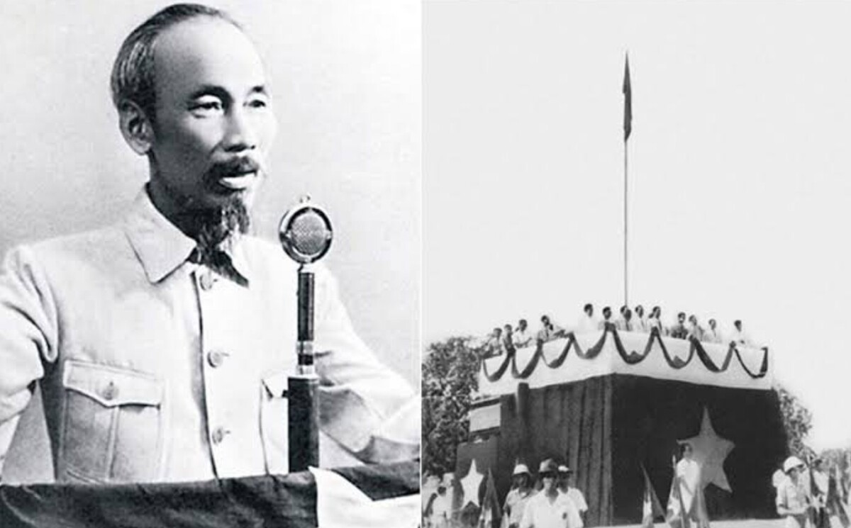 Ho Chi Minh addressing the crowd