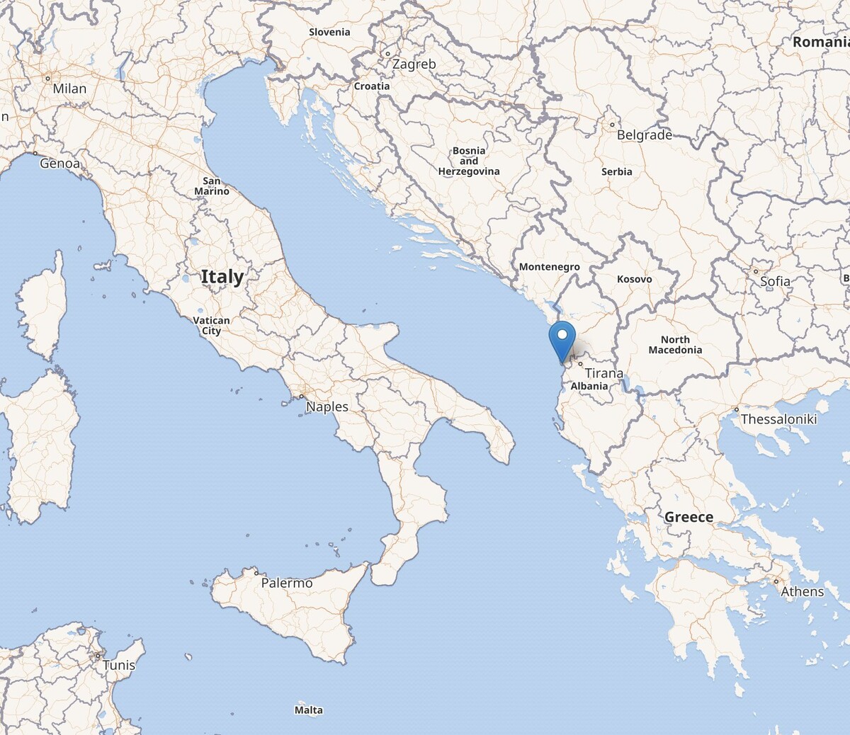 Durrës on the map