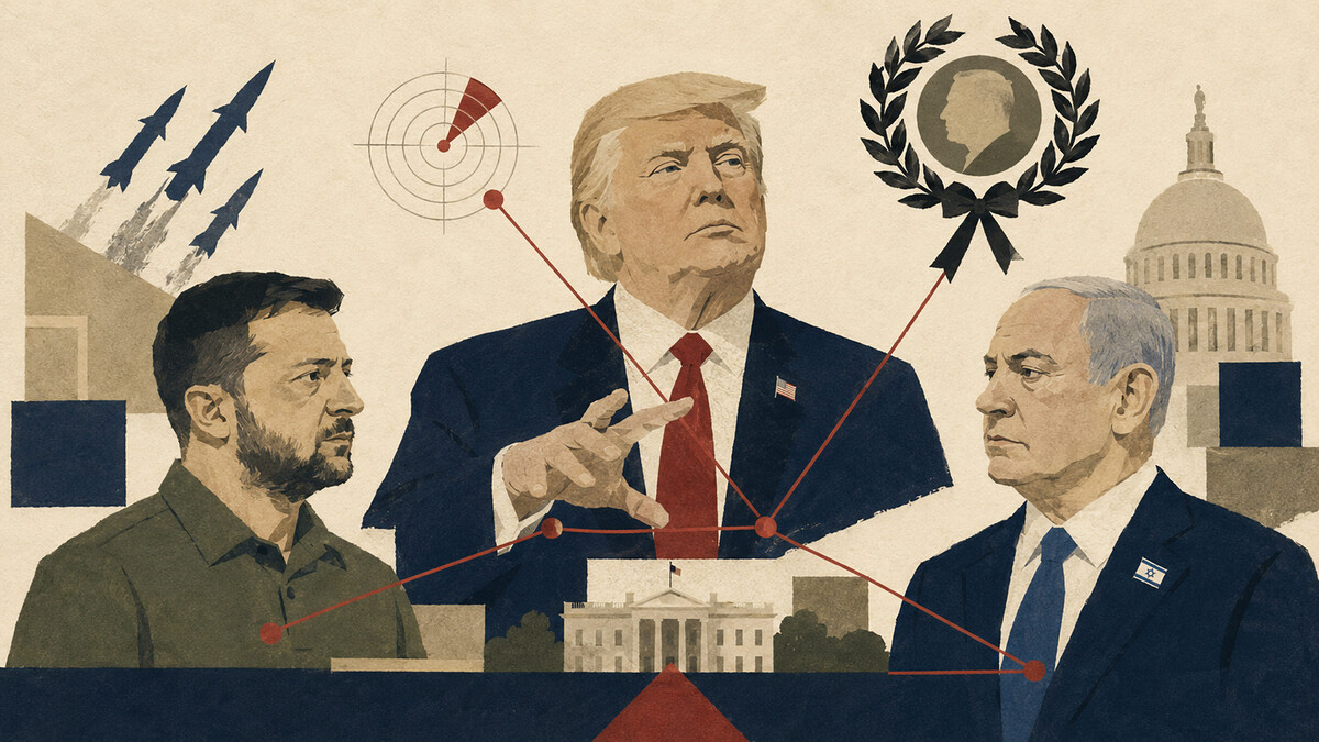 Zelenski, Trump, Netanyhu - ilustracija
