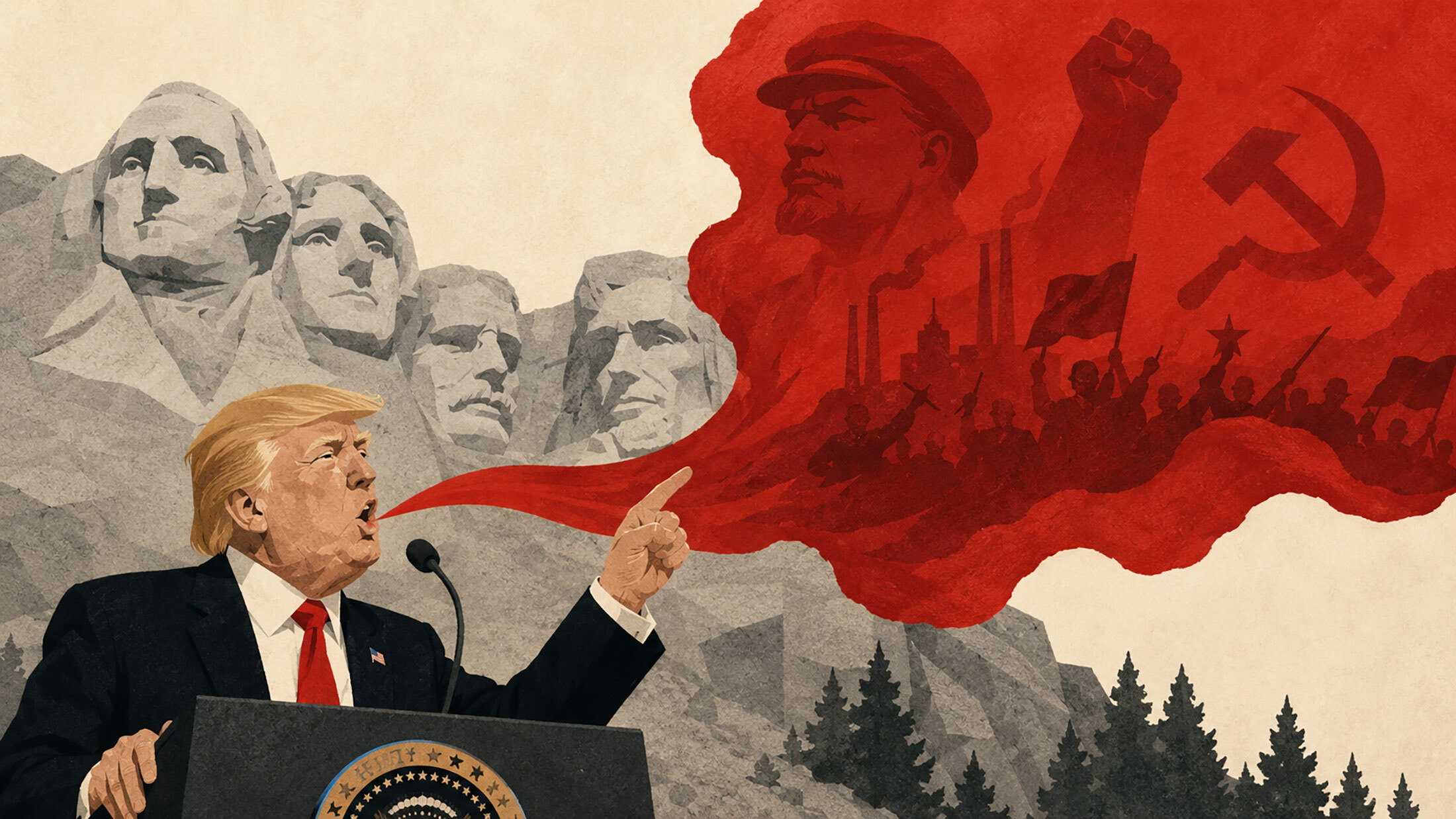Trumpov govor o komunizmu / ilustracija
