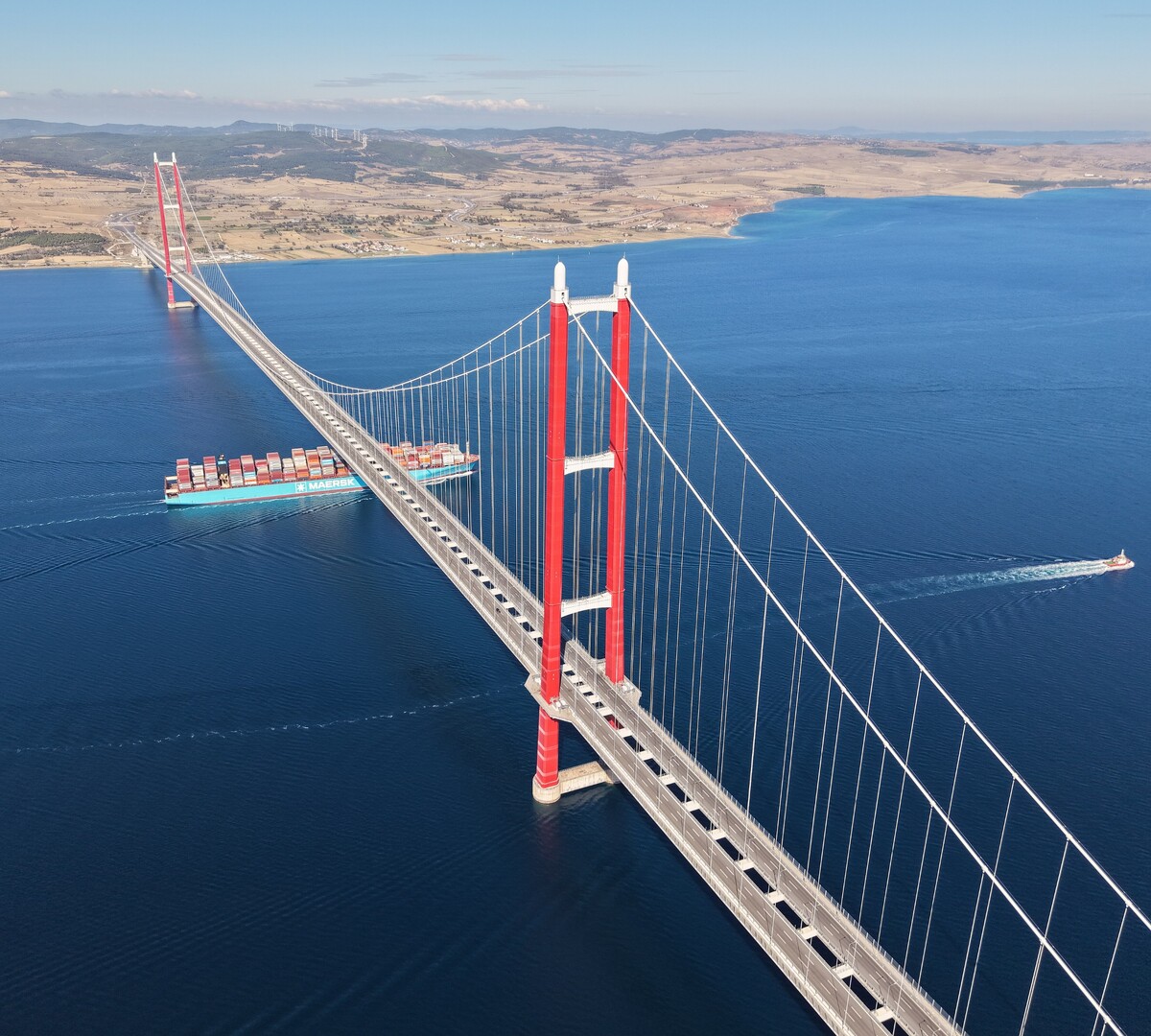 The Canakkale Bridge over the Dardanelles, connecting Europe and Asia, is the longest suspension bridge in the world (2,023 m).