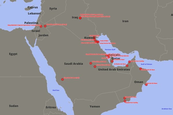 Američke baze na Bliskom istoku