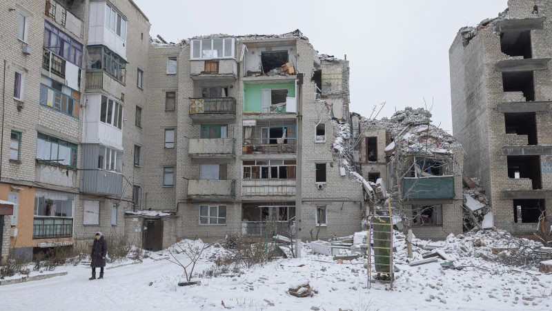 Scena iz grada Časiv Jar na prostoru regije Donjeck, 4. veljače 2023. (izvor: REUTERS/Marko Djurica/Guliver Image)