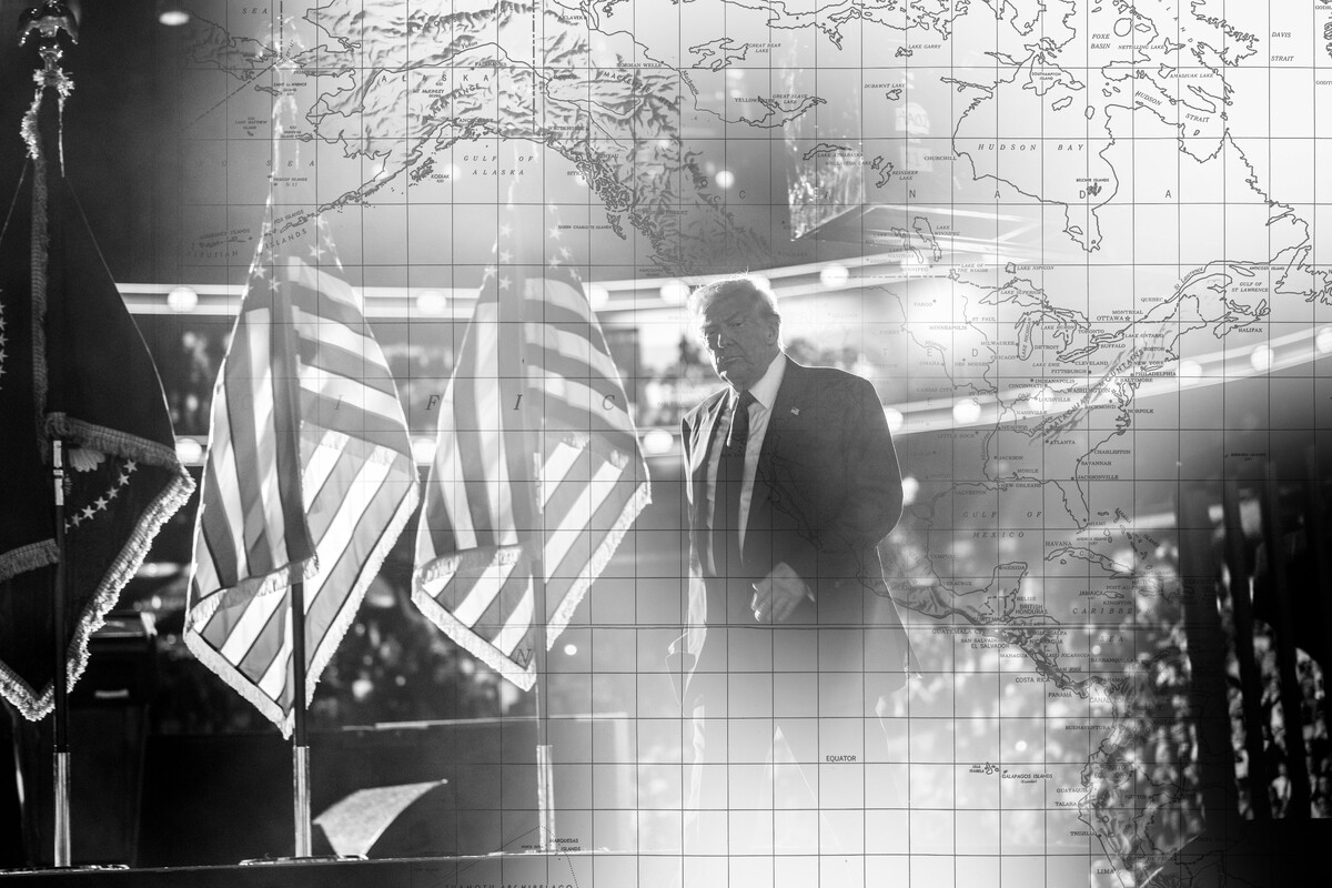 Trump i karta zapadne hemisfere, montaža