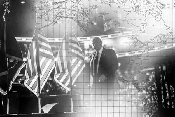 Trump i karta zapadne hemisfere, montaža