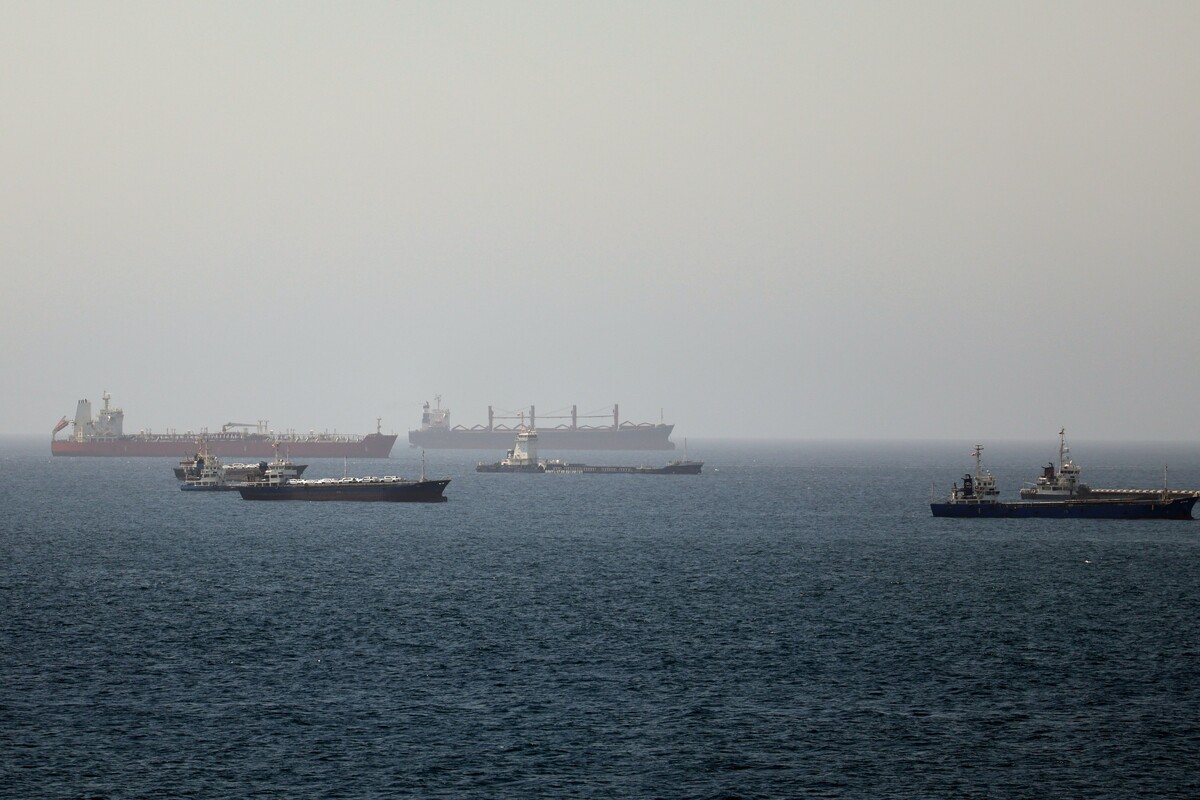 Tankers and cargo vessels are seen in the Gulf of Oman, along shipping routes linking the Strait of Hormuz and the Arabian Sea, Tuesday, June 16, 2026. (AP Photo)