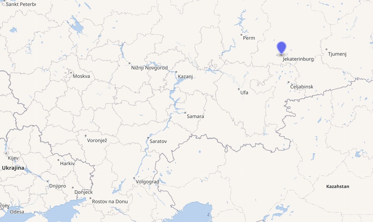 Yekaterinburg on the map